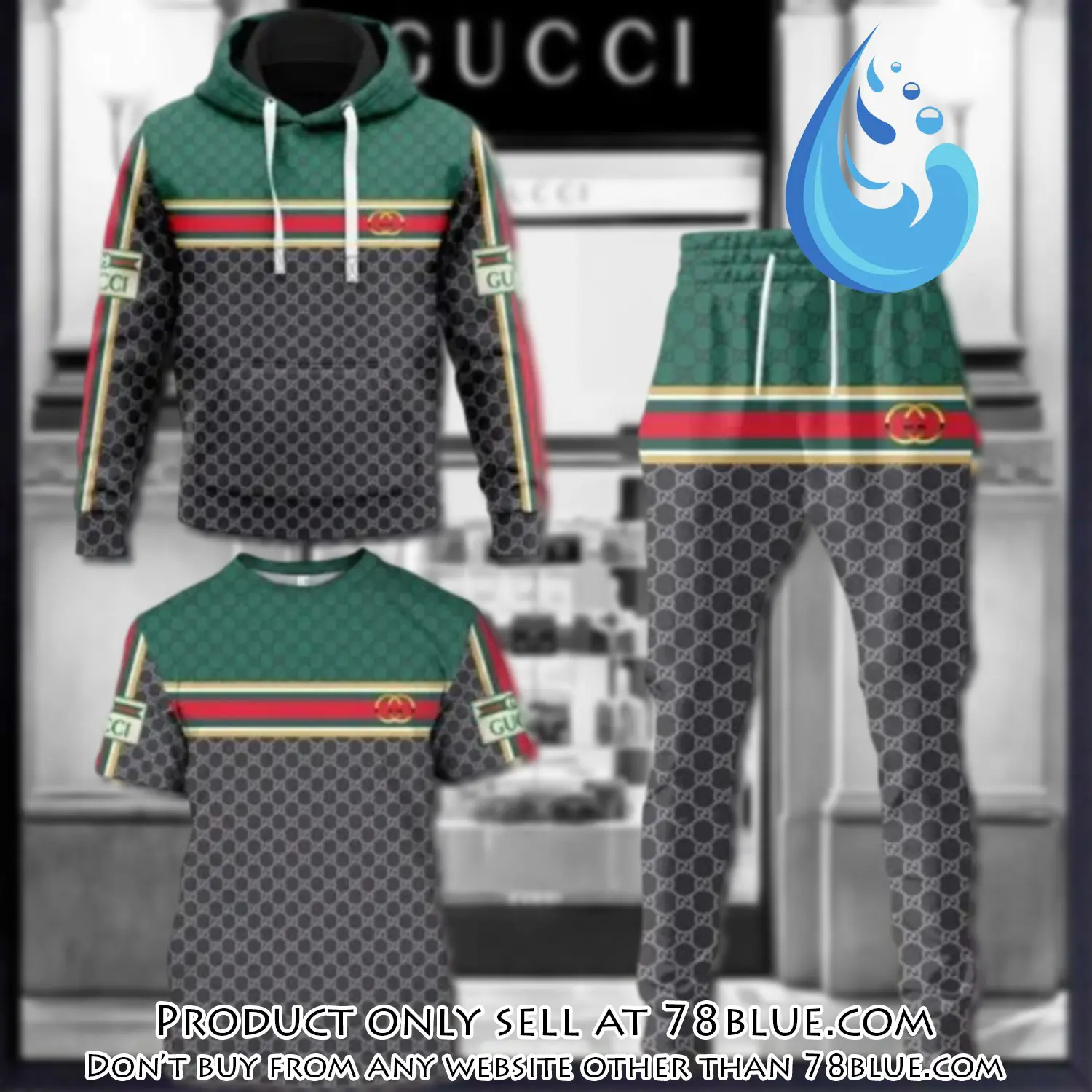 Gucci pattern unisex tshirt hoodie long pants set luxury brand clothing special gift outfit for men women 78b0509933